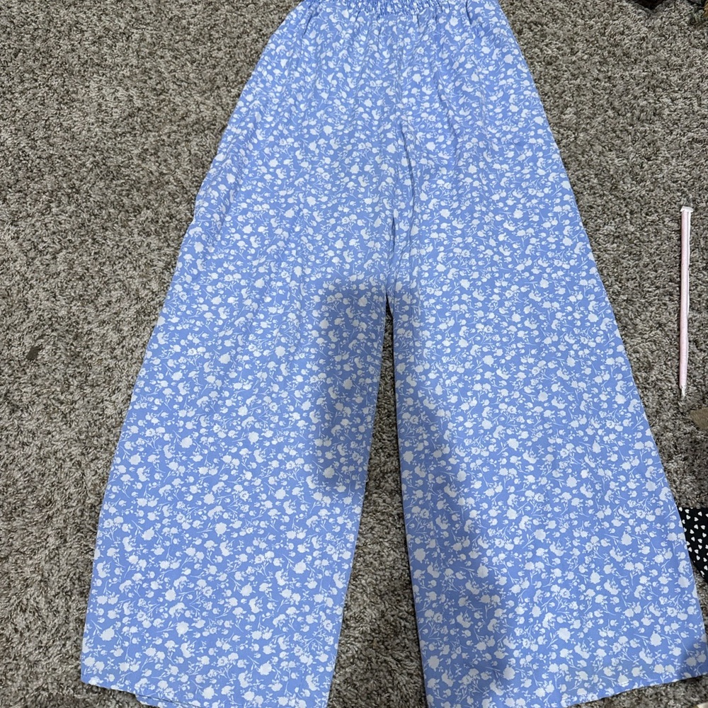 Blue Floral Pants